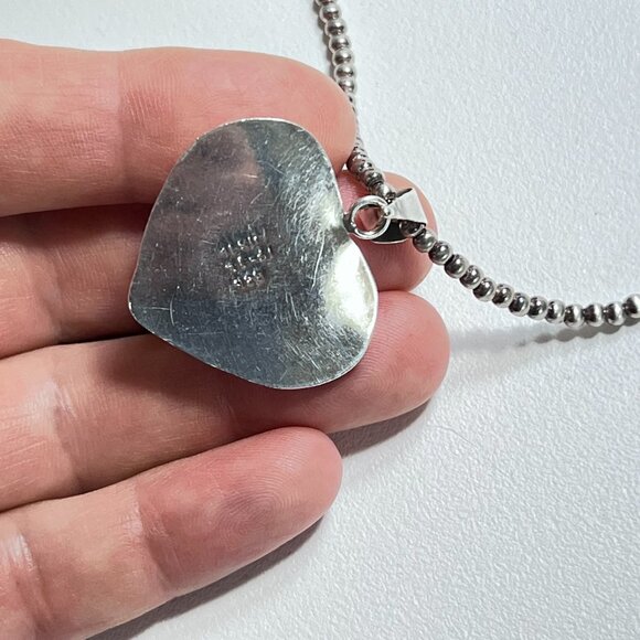 Sterling Silver Large Puffed Heart Pendant Necklace - Picture 8 of 11